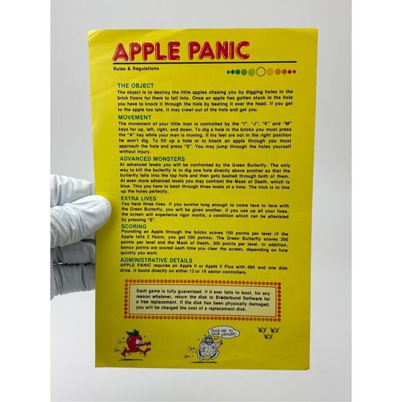 Vtg 1981 Apple Panic Broderbund Software Apple II & Apple II Plus EY2437 - Picture 2 of 4